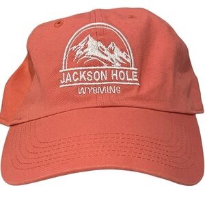 Jackson Hole Wyoming Adjustable Coral Cotton Cap by Newhattan.